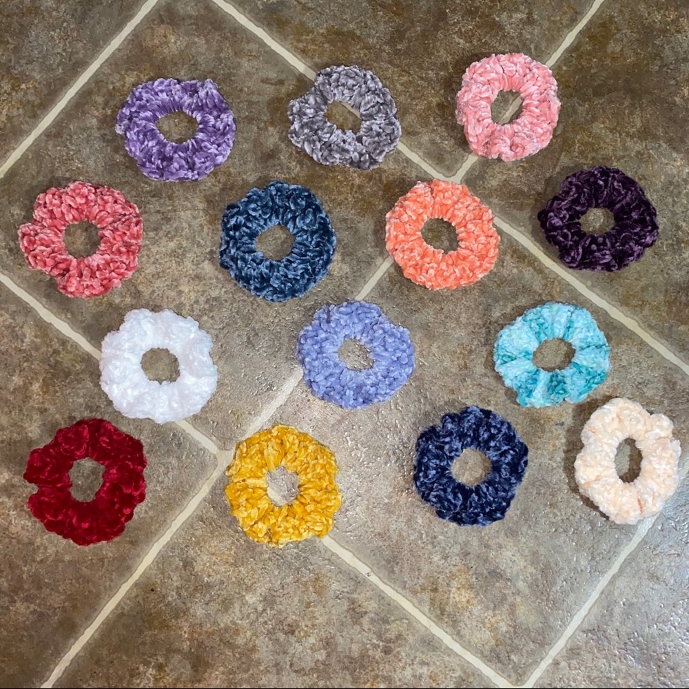 Handmade Velvet crocheted Scrunchies